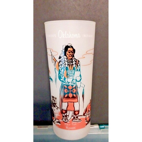 Blue Eagle Knox Gas Oil Glass FAMOUS OKLAHOMA INDIANS Hen-Toh Wyandot EXCELLENT - Picture 2 of 10